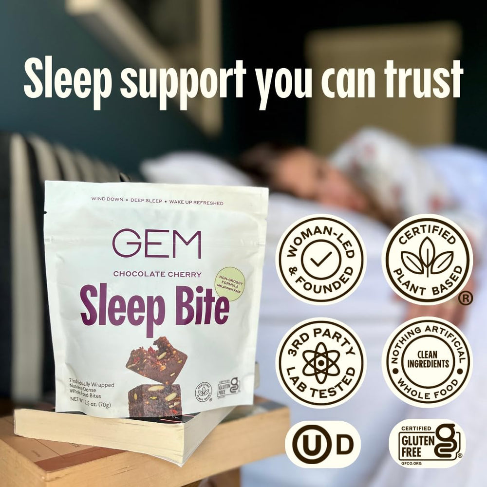 GEM Sleep Aid bite's rich earthy flavor invites a calming ritual
