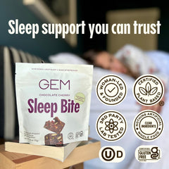 GEM Sleep Aid bite's rich earthy flavor invites a calming ritual
