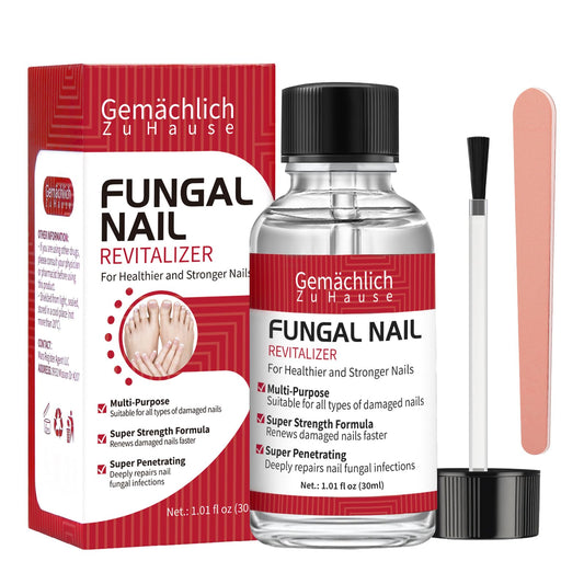 GemächlicH ZuHause toenail fungus bottle shows fast-acting formula for clearer nails.