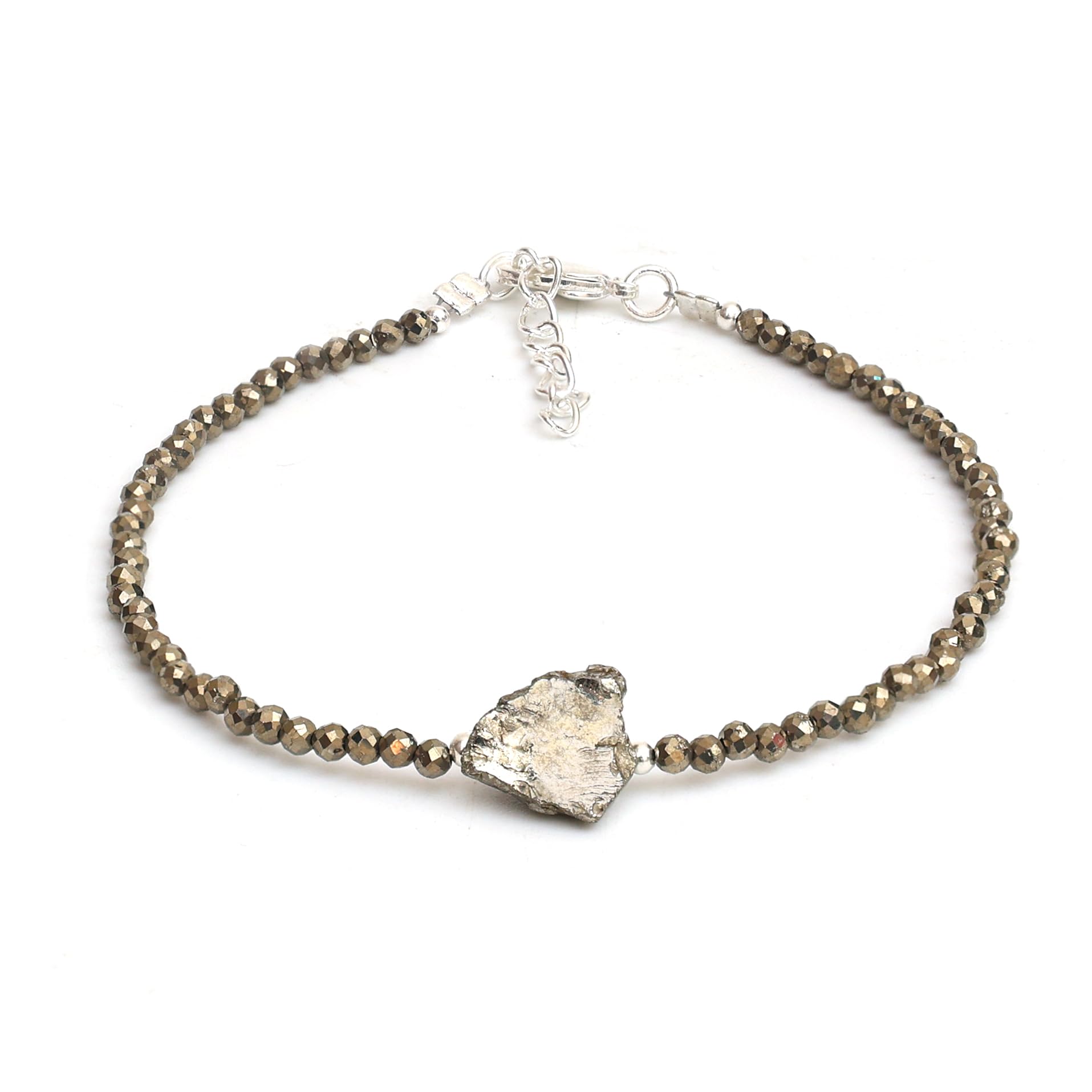 Gempires natural pyrite beaded bracelet close-up, versatile daily wear.