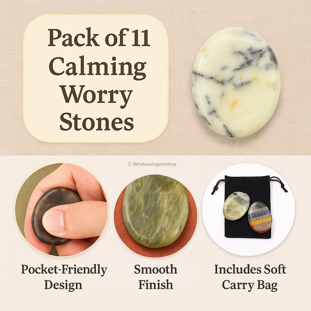 GEMSCITE polished oval worry stone designed for easy pocket carry and calm.