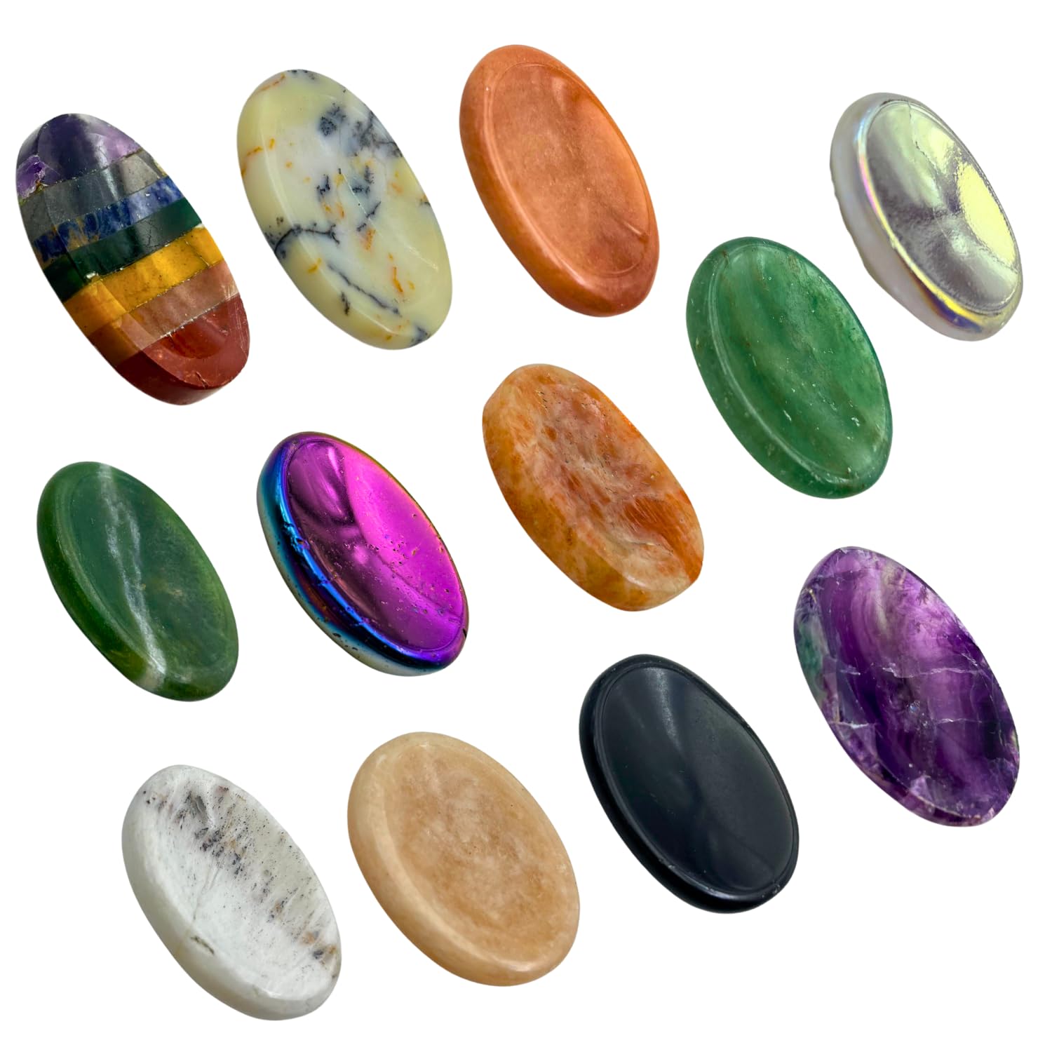 GEMSCITE worry stone set with thumb indentation for calming energy.