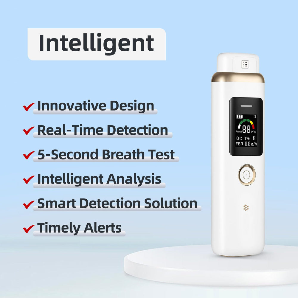 Gemusve Ketone Breath Monitor with one-button operation for easy testing.