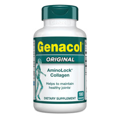 Genacol Collagen Peptides capsules bottle closeup for joint support.