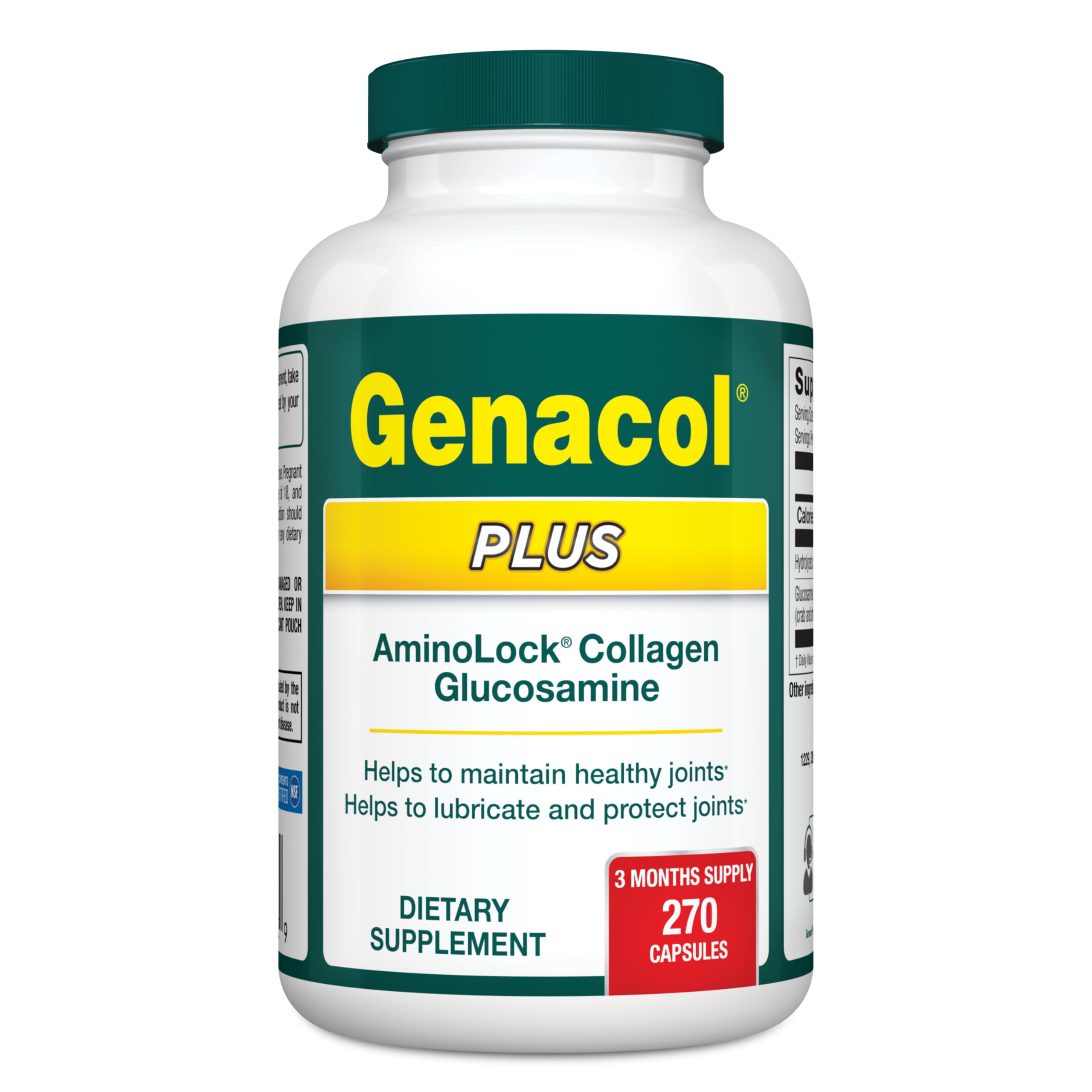 Genacol glucosamine-collagen bottle front showing joint support packaging