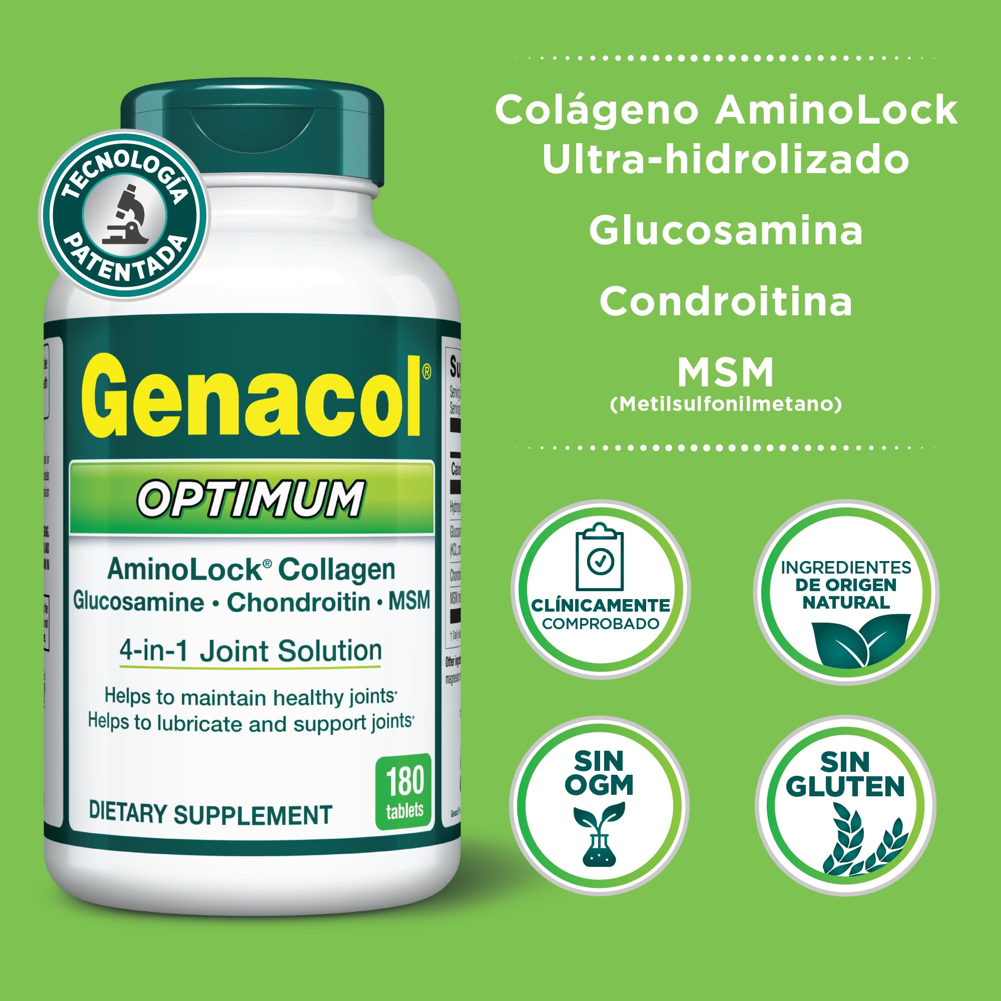 Genacol Optimum ingredients visual summarizing key components