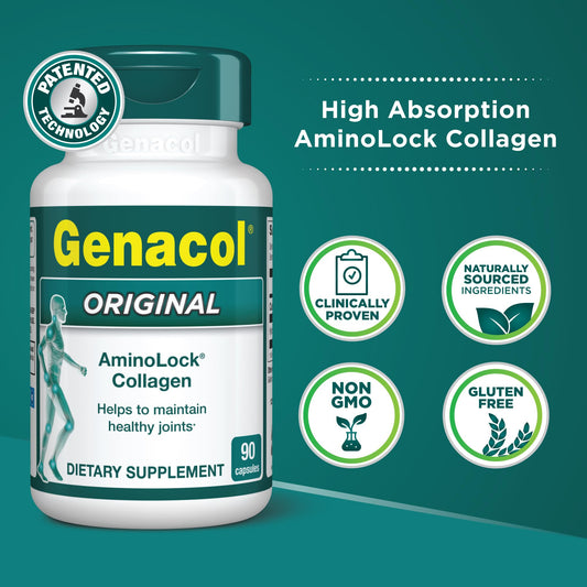 Genacol Original 180 capsules bottle on white background for daily use.