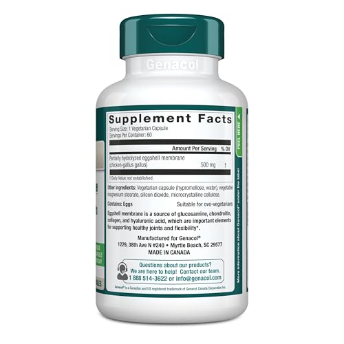 Genacol Ovoflex label details with natural eggshell membrane ingredients