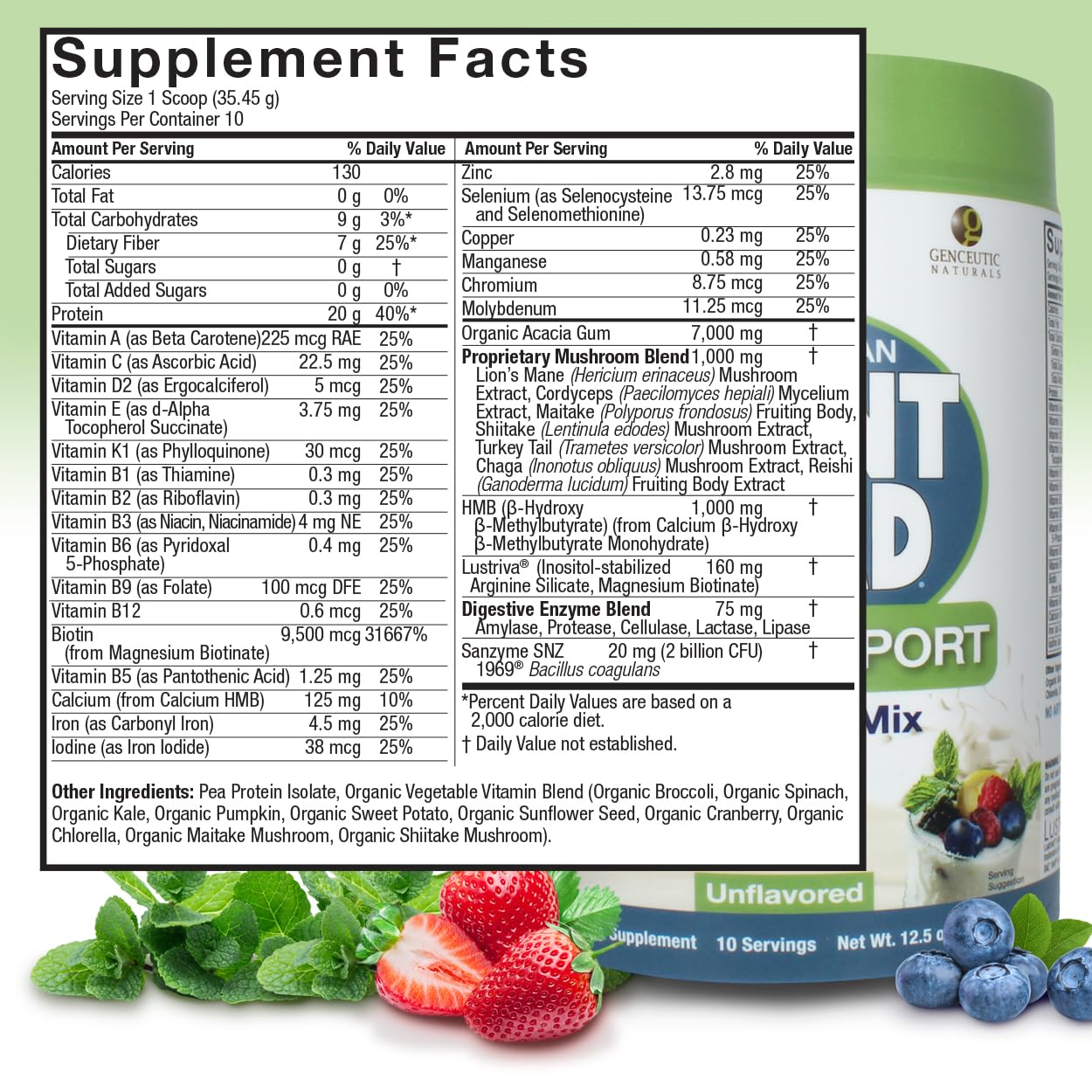 Genceutic Naturals Plant Head GLP-1 Support unflavored powder blends smoothly.