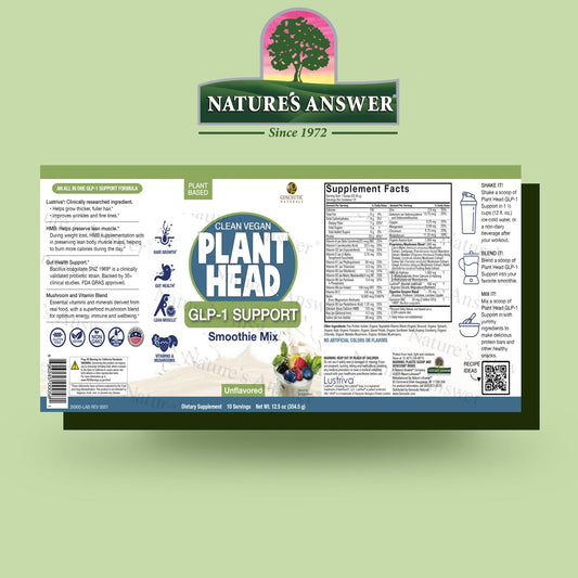 Genceutic Naturals Plant Head GLP-1 Support scoop for easy daily protein addition.
