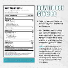 GENEPRO GEN. 3 powder jar—gluten-free, zero sugar for keto-friendly shakes.