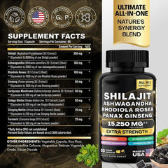 Generic Ashwagandha capsules label — adaptogenic support for calm focus.