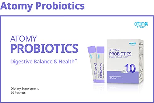 Generic Atomy Probiotics back label highlights 7 Lactobacillus strains.