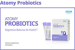 Generic Atomy Probiotics back label highlights 7 Lactobacillus strains.