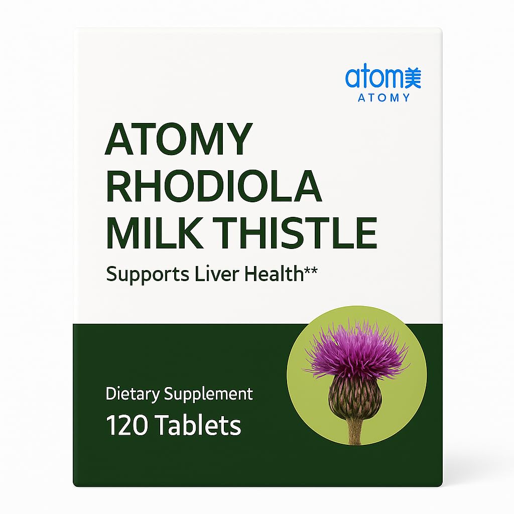 Generic A.T.O.M.Y Rhodiola Milk Thistle bottle supports liver health and energy.