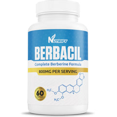Generic Berbacil bottle front view highlighting complete berberine formula for daily wellness