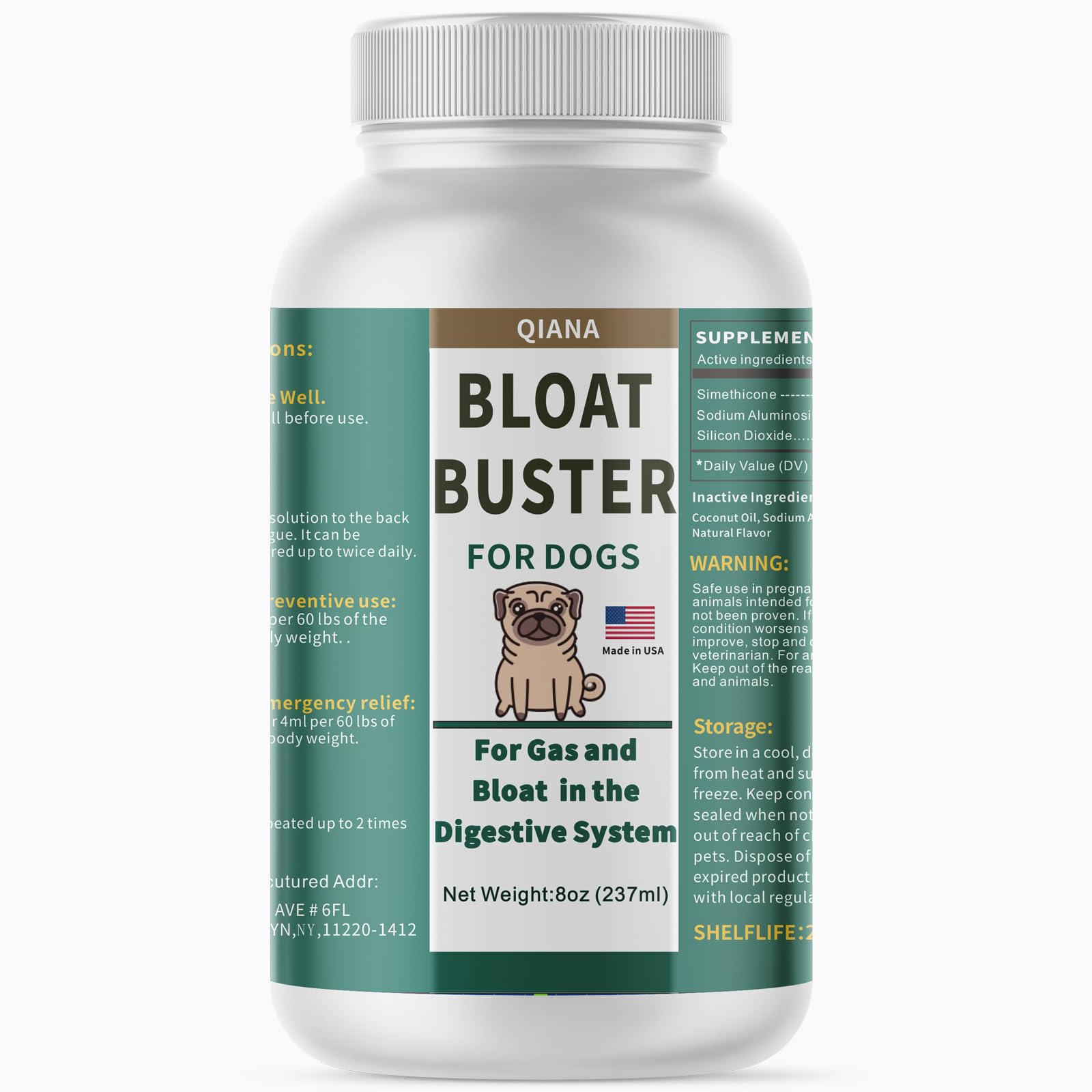 Generic Bloat Buster for dogs bottle image; quick relief from bloating.