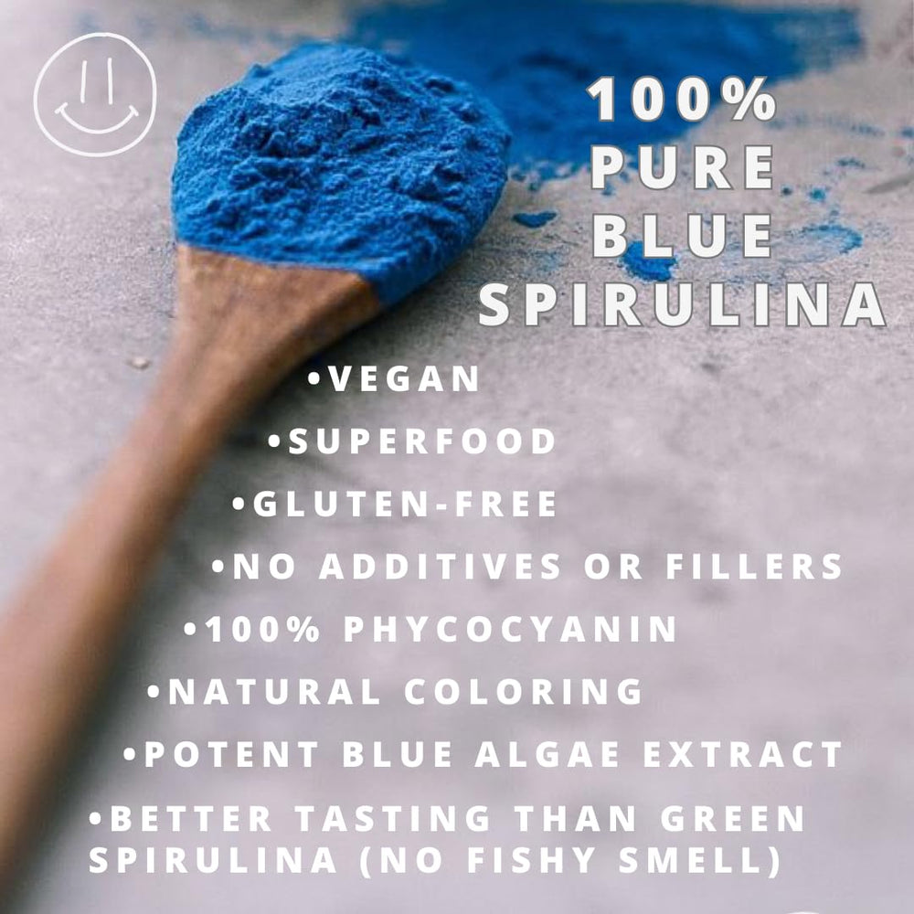 Protein shake tinted blue by Generic Blue Spirulina Powder.