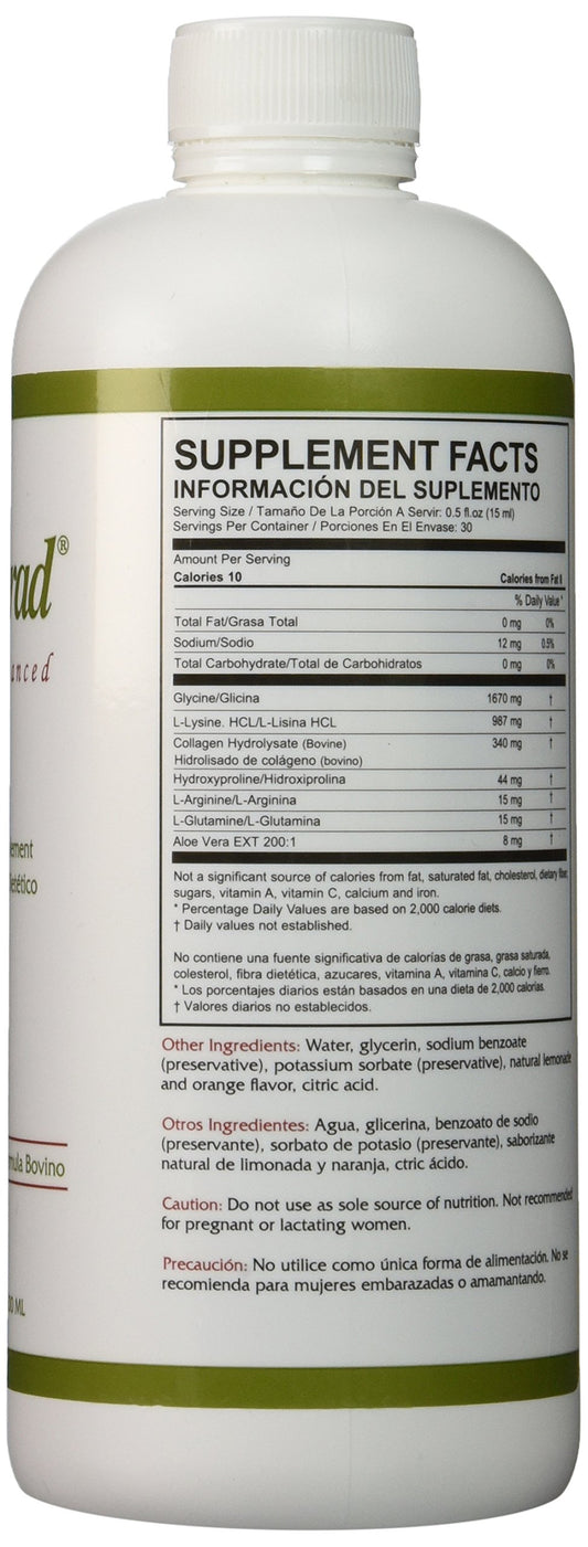 Generic Calorad Advanced bottle back label noting enhanced absorption via cold enzymatic processing.