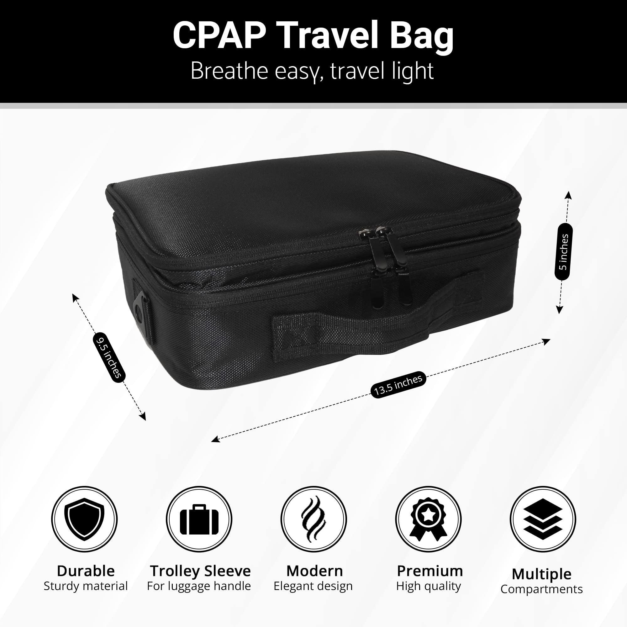 Generic Chill CPAP travel bag with multiple accessory pockets to prevent tangles.