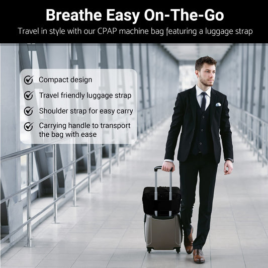 Generic Chill CPAP travel bag with trolley sleeve over luggage handle for smooth travel.