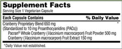 Generic Cranberry 650 mg capsules close-up highlighting vegetarian formula.
