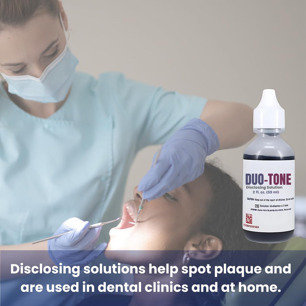 Generic Dental Duo-Tone Disclosing Solution supports kids' brushing with a kid-friendly application.