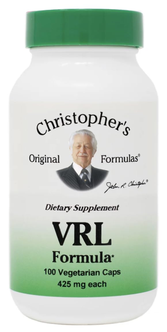 Generic Dr. Christopher’s VRL bottle demonstrates immune nourishment for a balanced routine.