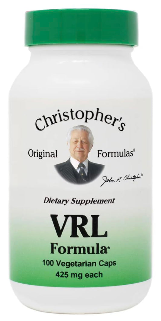 Generic Dr. Christopher’s VRL bottle demonstrates immune nourishment for a balanced routine.
