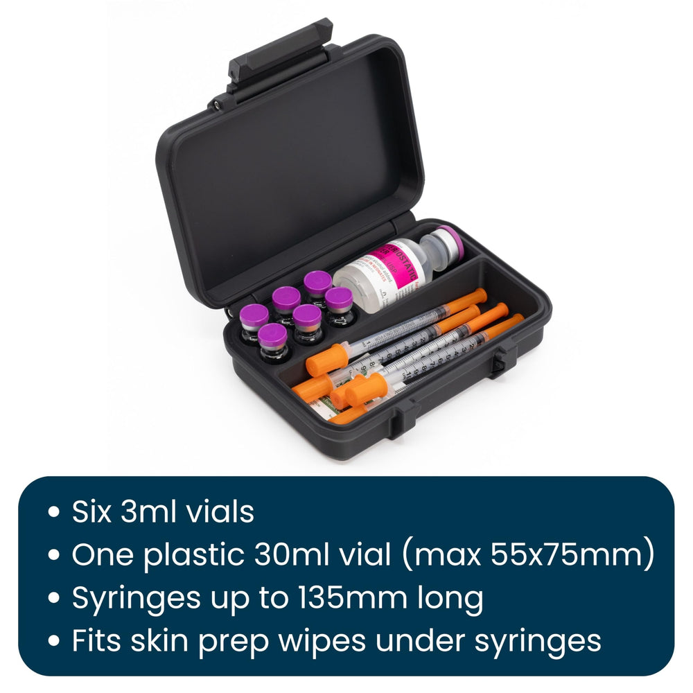 Fridge-safe design keeps vials stable during transport and storage.