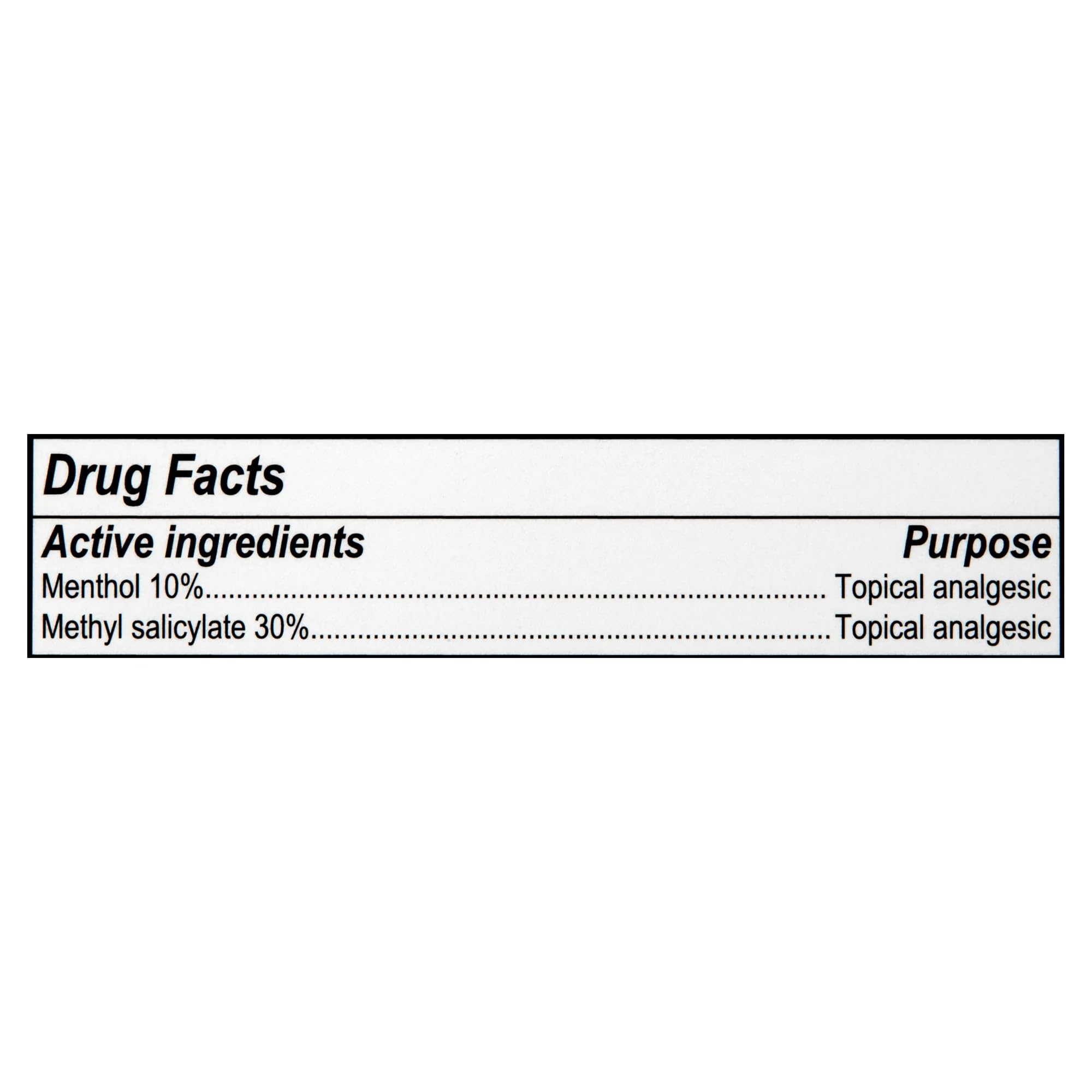 Generic Equate label closeup shows menthol and methyl salicylate