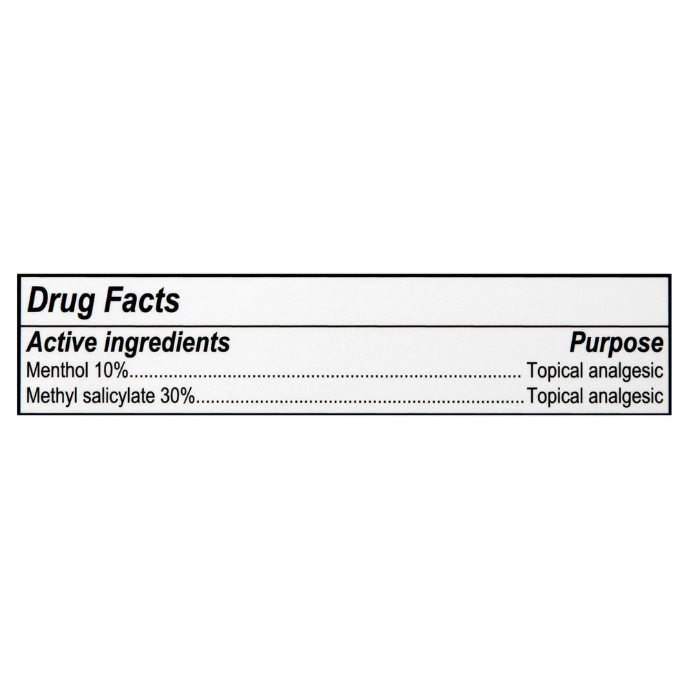 Generic Equate label closeup shows menthol and methyl salicylate
