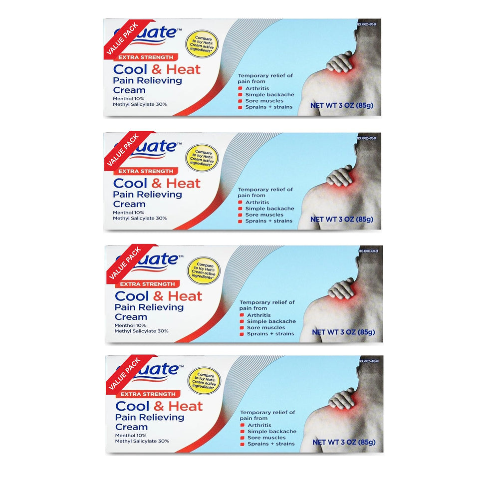 Generic Equate cool and heat cream tube closeup for quick relief