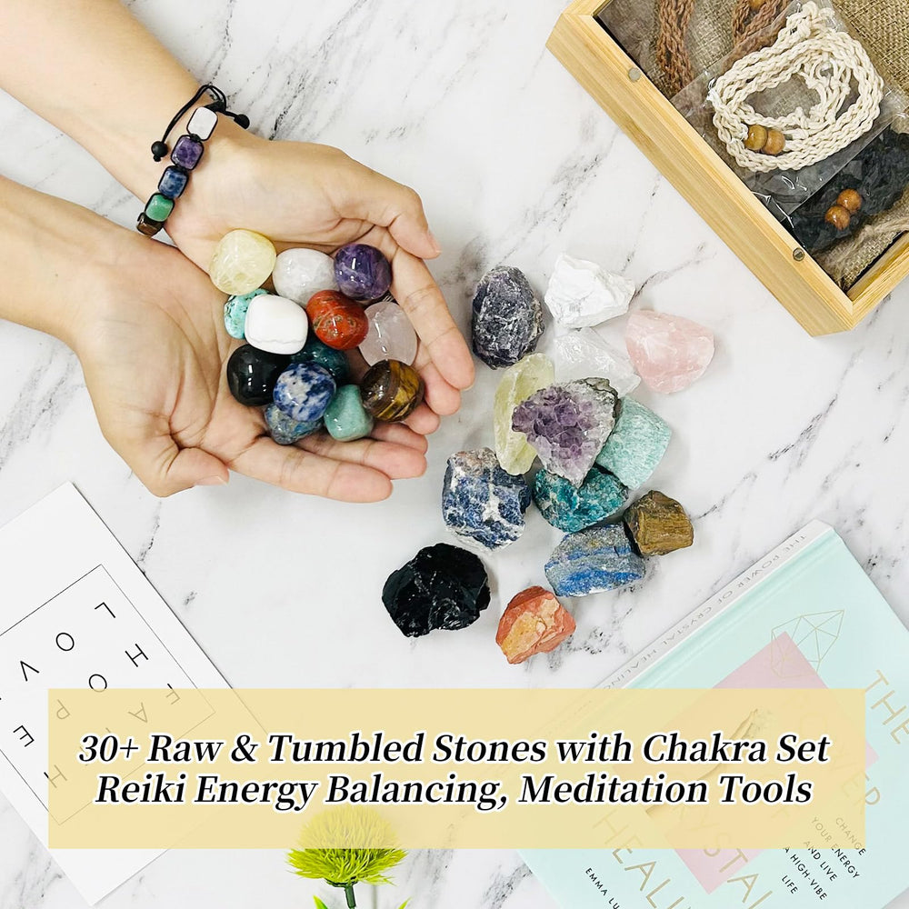 Generic Healing Crystals Kit for Women with tumbled stones, enhancing meditation ambiance.