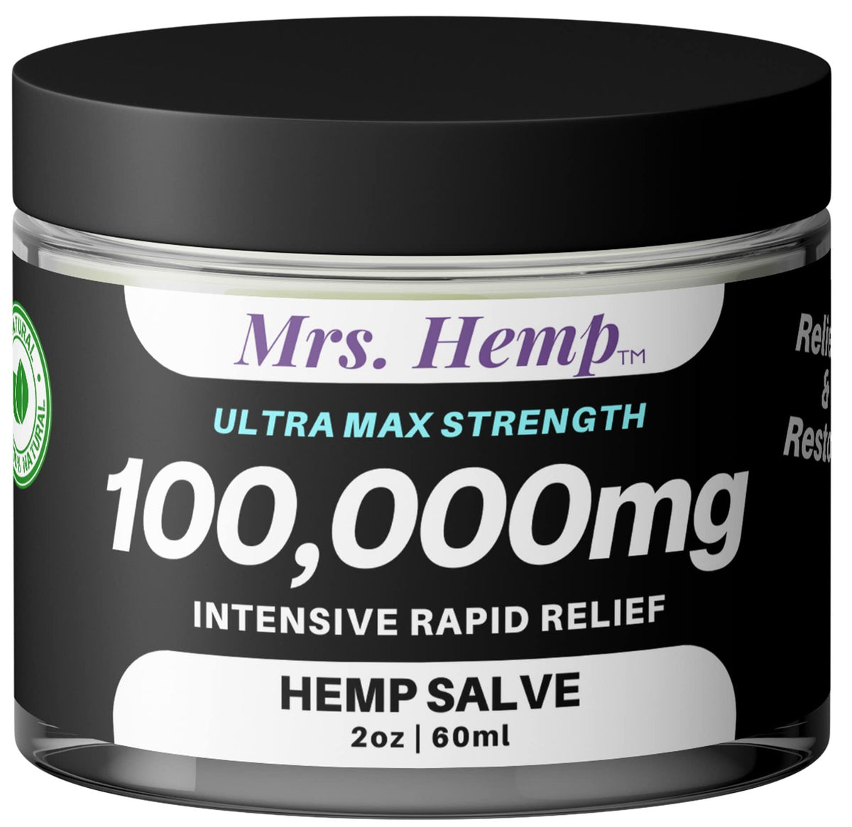 Generic hemp salve jar front view highlighting joint support.