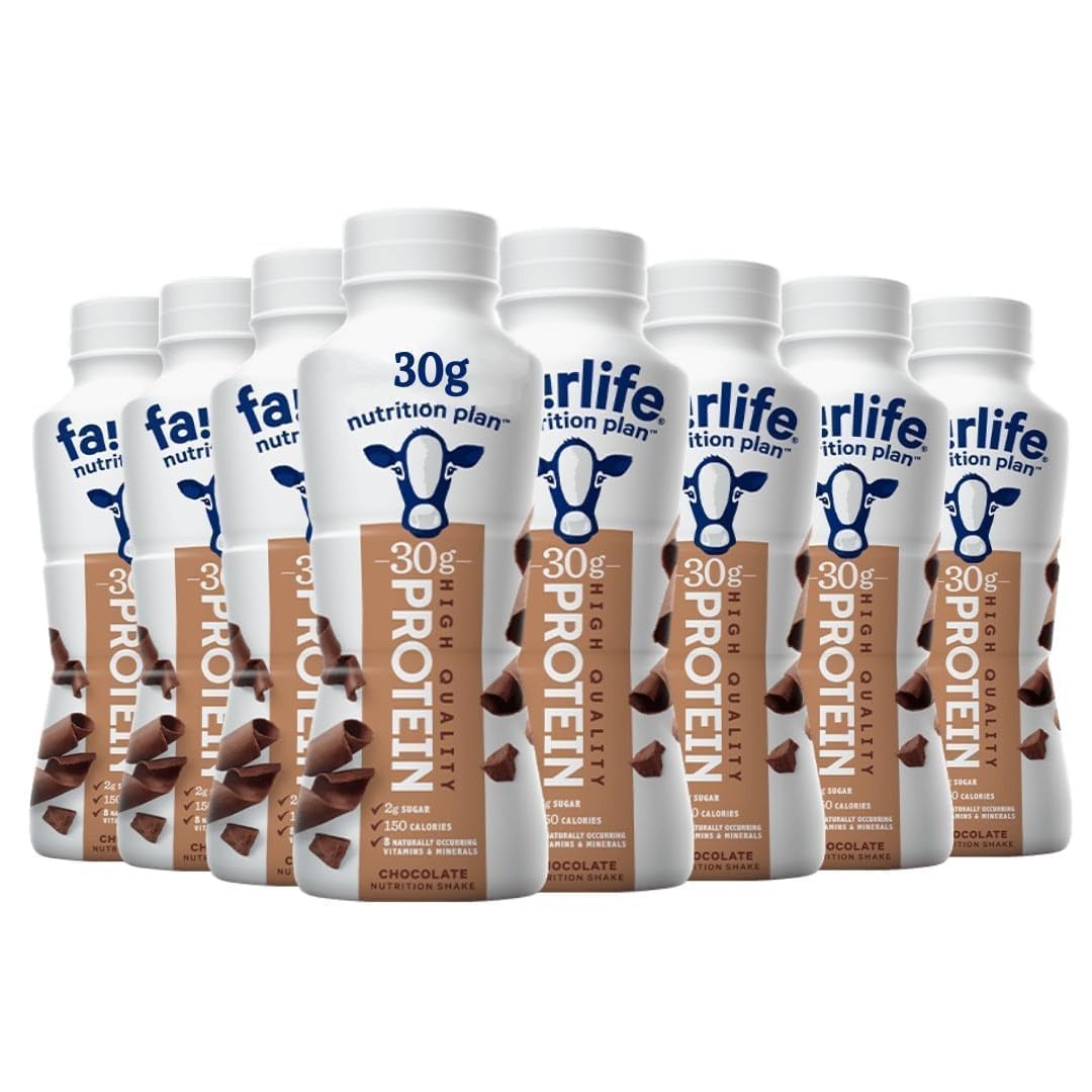 Generic High Protein Chocolate Shake bottle pour highlighting creamy texture and 30g protein