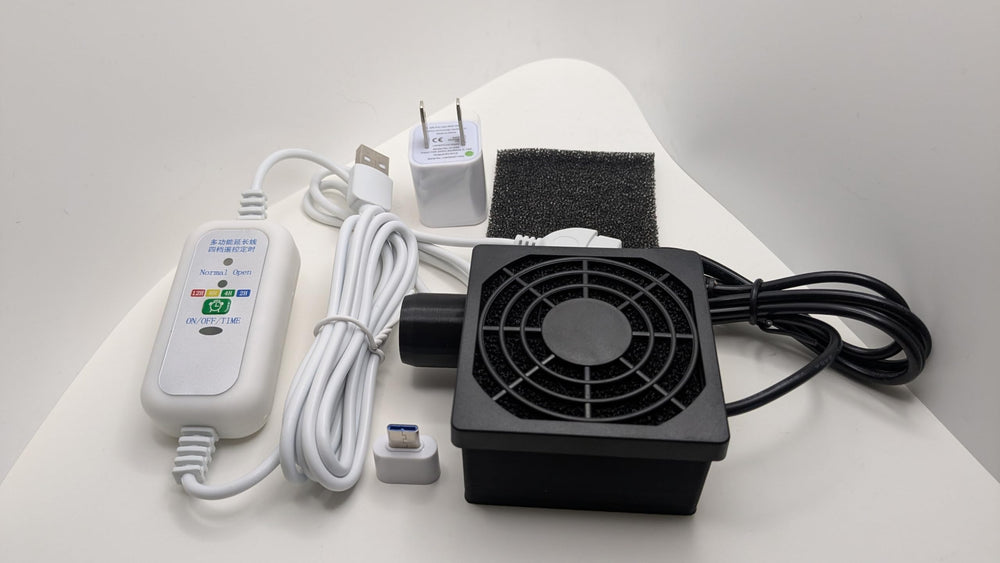Generic Hose Dryer front view with filter, compact and travel-ready