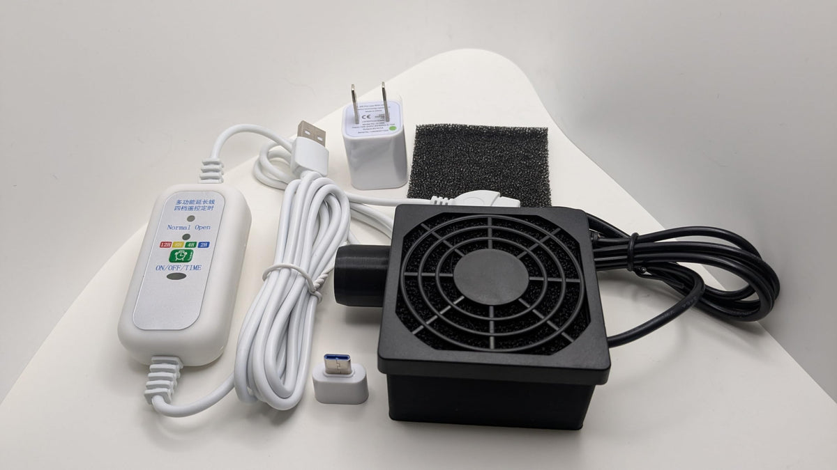 Generic Hose Dryer front view with filter, compact and travel-ready