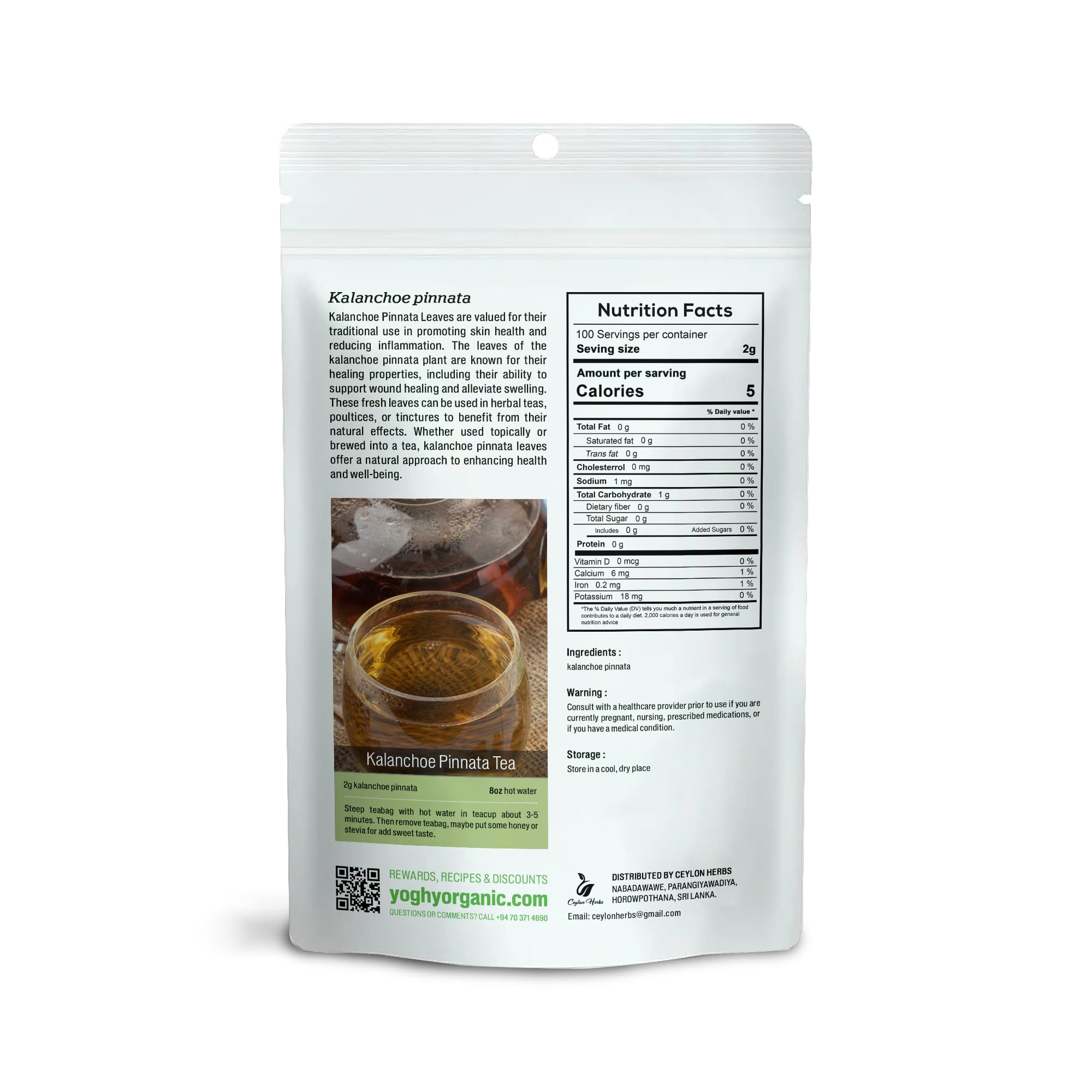 Cleaned Generic leaves in resealable pouch ready for tea or tinctures.