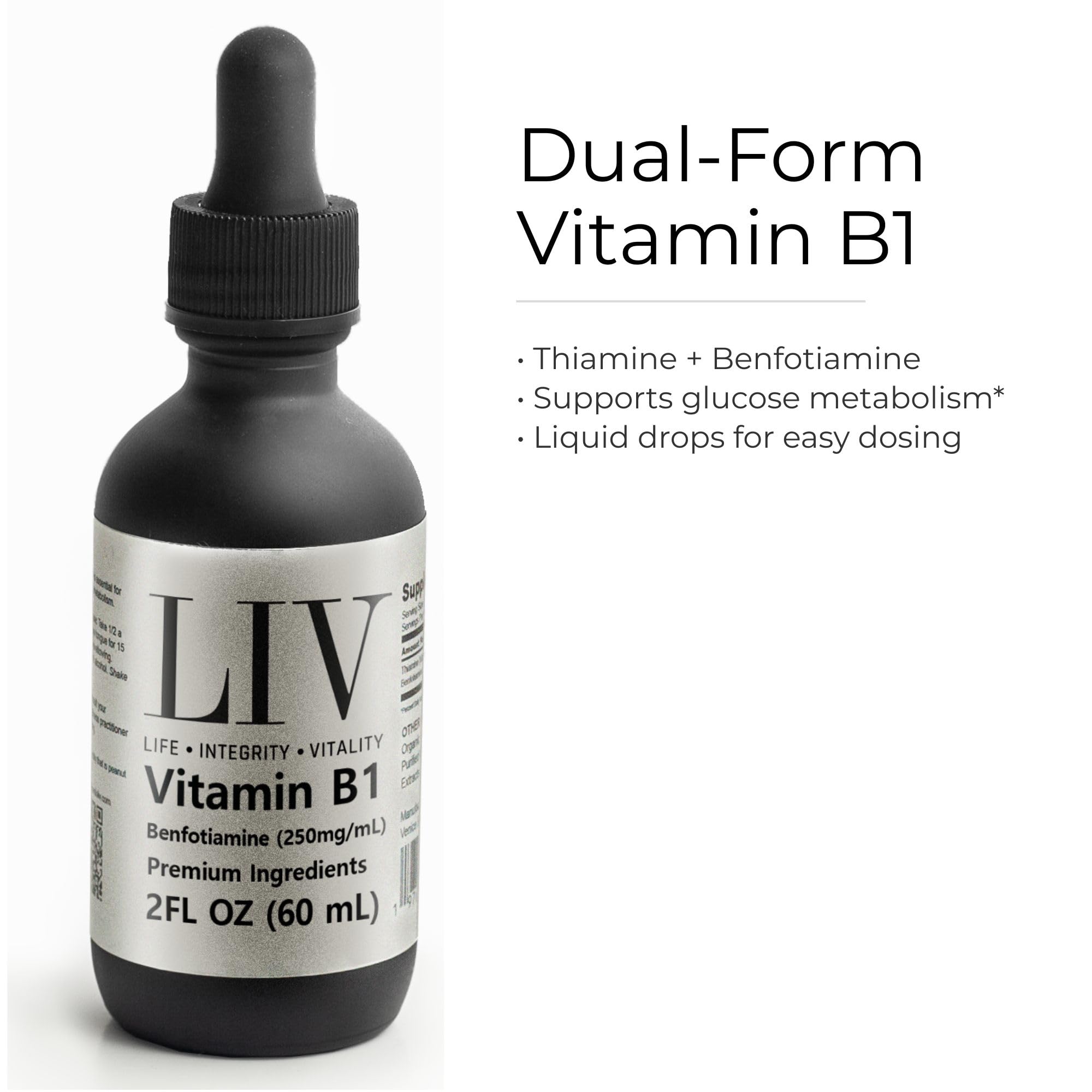 Generic LIV Vitamin B1 Liquid drops used sublingually for quick absorption
