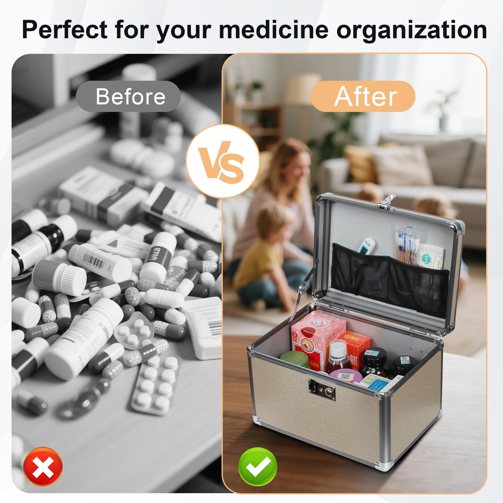 Generic Medication Lock Box in a home office for organized essentials