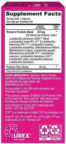 Generic Member's Women's Daily Probiotic label highlights 25 billion CFU for gut support.
