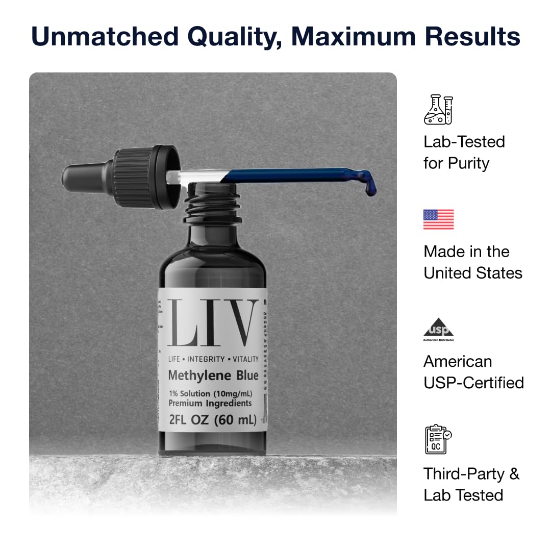 Close-up of Methylene Blue dropper ready to dispense