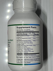 Generic Motherwort St Paul’s Wort capsules close-up – vegetarian caplets with herbal blend.