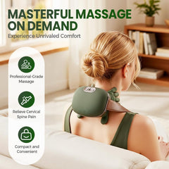 Generic neck massager showing built-in heat function for warmth