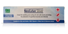 Generic NeoCutan Silver Cream on a burn relief scene, soothing skin and protecting the surface