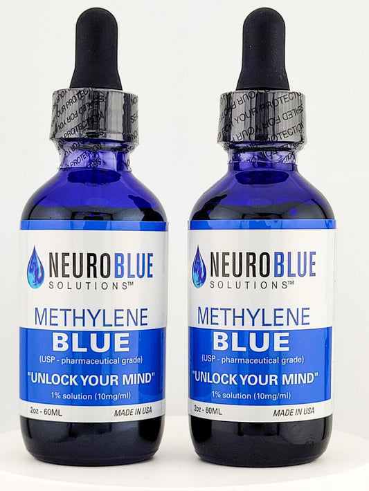Generic NeuroBlue Solutions bottle with pour spout for precise, easy dosing.