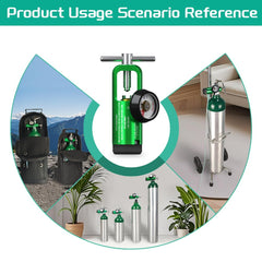 Generic oxygen regulator compact-size unit designed for travel and storage.
