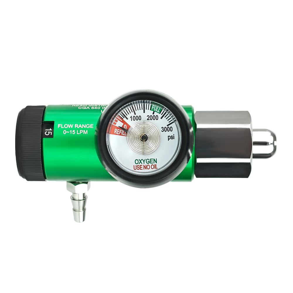 Generic oxygen regulator front view with CGA540 connection for reliable performance.