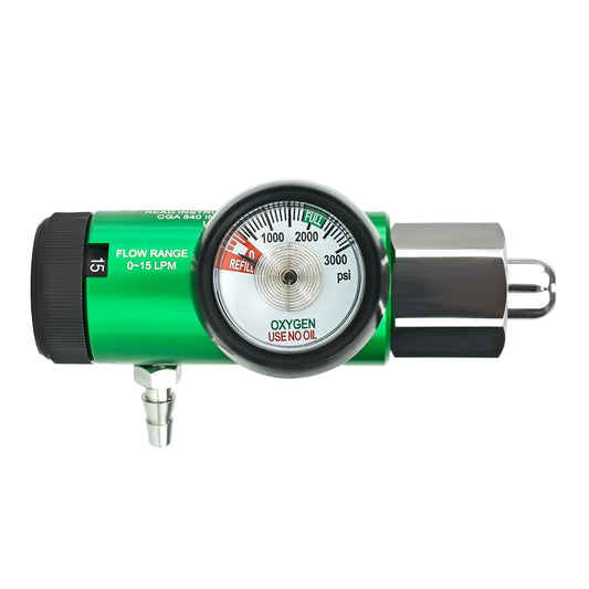 Generic oxygen regulator front view with CGA540 connection for reliable performance.
